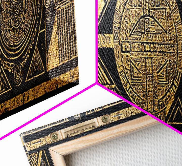 Black Gold Tribal Geometry Wall Art, African Patterns Painting, Kuba Inspired Textile Art, Luxury Canvas Decor For Home Gift