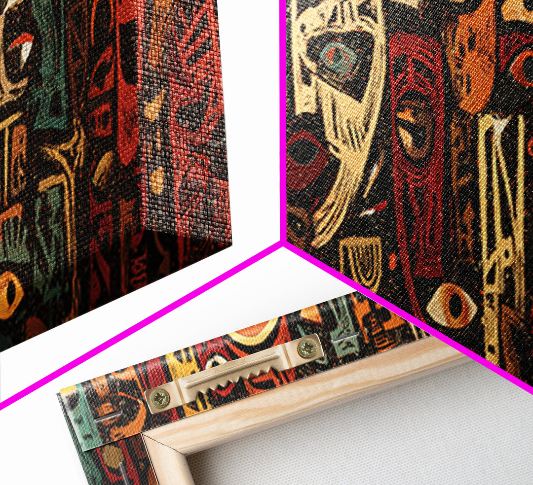 Abstract African Mask Canvas Print, Tribal Face Artwork, Afrocentric Wall Decor, Modern African Art For Bold Home Decor Gift