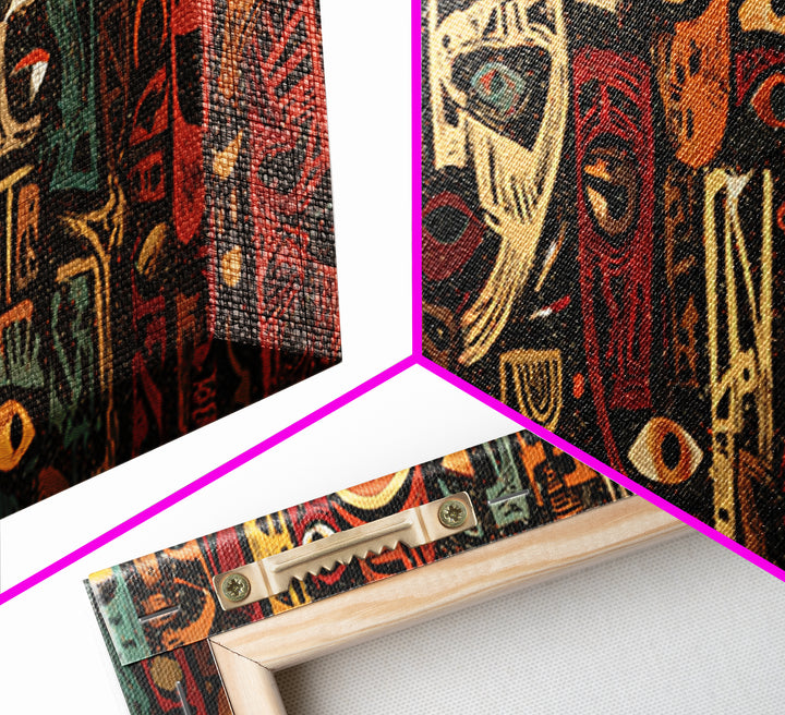 Abstract African Mask Canvas Print, Tribal Face Artwork, Afrocentric Wall Decor, Modern African Art For Bold Home Decor Gift