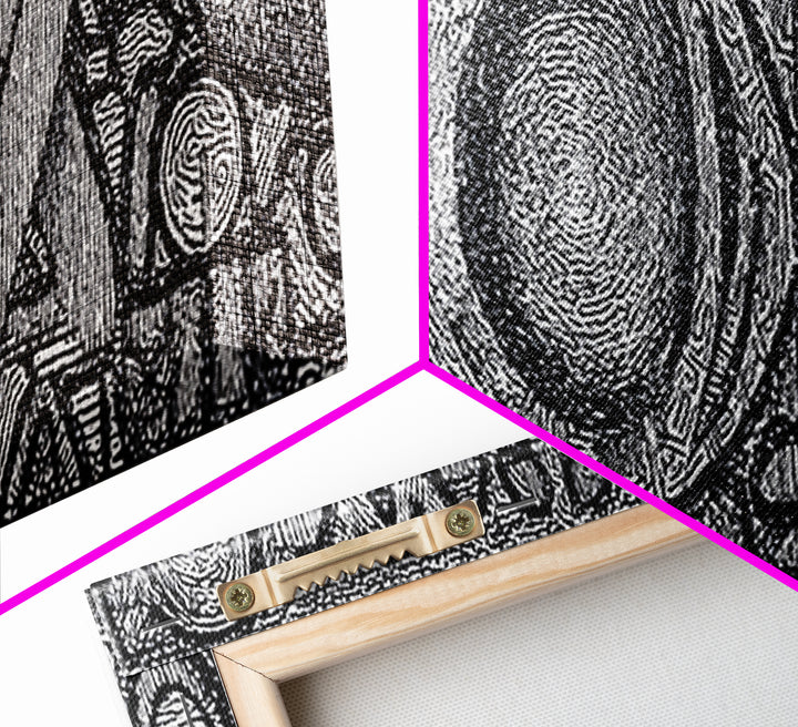 Black And White Abstract African Texture Canvas Print, Tribal Geometric Wall Decor, Contemporary Afrocentric Art Print Gift