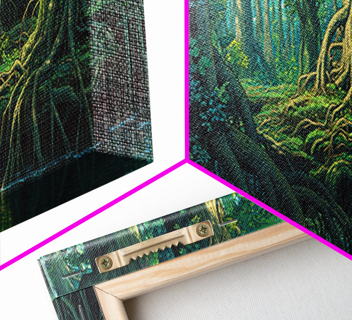 Ancient Mangrove Trees And Reflections Canvas Print, Green Forest Wall Art, Nature Scene Decor, Large Living Room Decor Gift