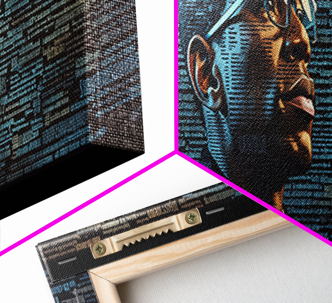 Black Man Portrait With Typographic Code Wall Art, Afrocentric Art, Modern Black Art, Office Decor, Digital Canvas Print