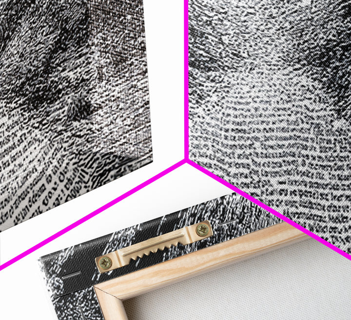 Monochrome Text Wave Abstract Wall Art, Black And White Art, Minimalist Canvas Print, Modern Office Decor, Statement Art