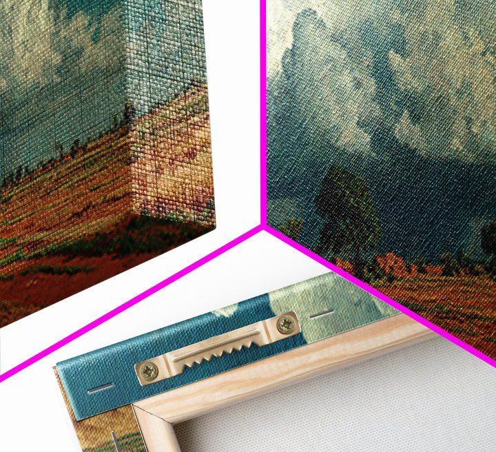 Rustic Farmhouse Beneath Towering Clouds Canvas Print, African Landscape, Earth Tone Wall Art, Nature Scene Art, Home Decor