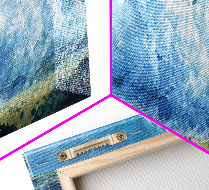 Blue Cloud Procession Wall Art, African Landscape Painting, Modern Canvas Decor, Serene Safari Living Room Art Print Gift