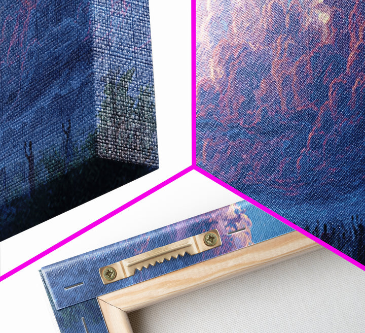 Purple Storm Gathering Wall Art, African Tribal Landscape Painting, Mystical Cloud Canvas Decor, Cultural Home Decor Gift