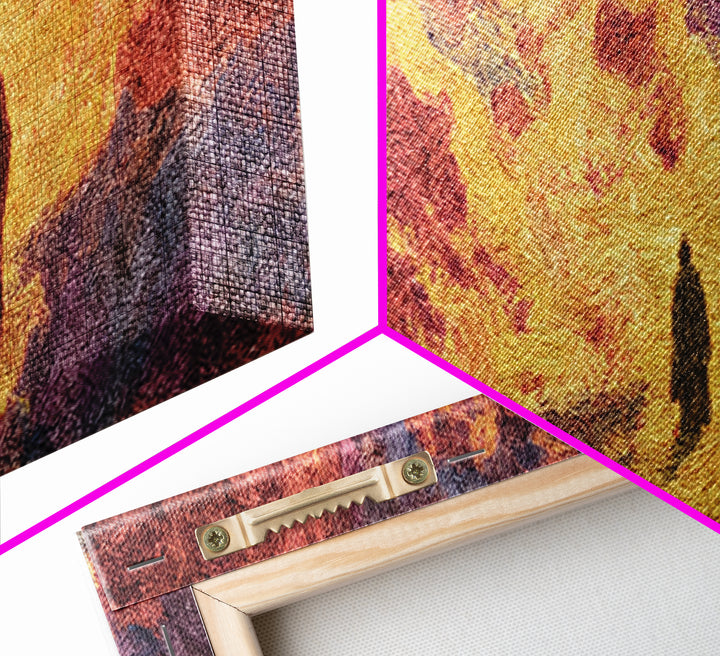 Fiery Abstract Journey Wall Art, African Inspired Orange Landscape, Dramatic Canvas Decor, Modern Statement Art Print Gift