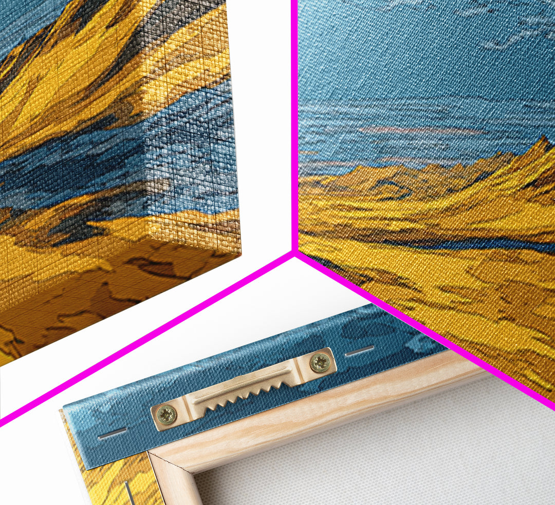 Blue And Gold Desert Riders By Water, African Safari Art Wall Art, Serengeti Landscape, Modern Home Decor, Unique Travel Gift