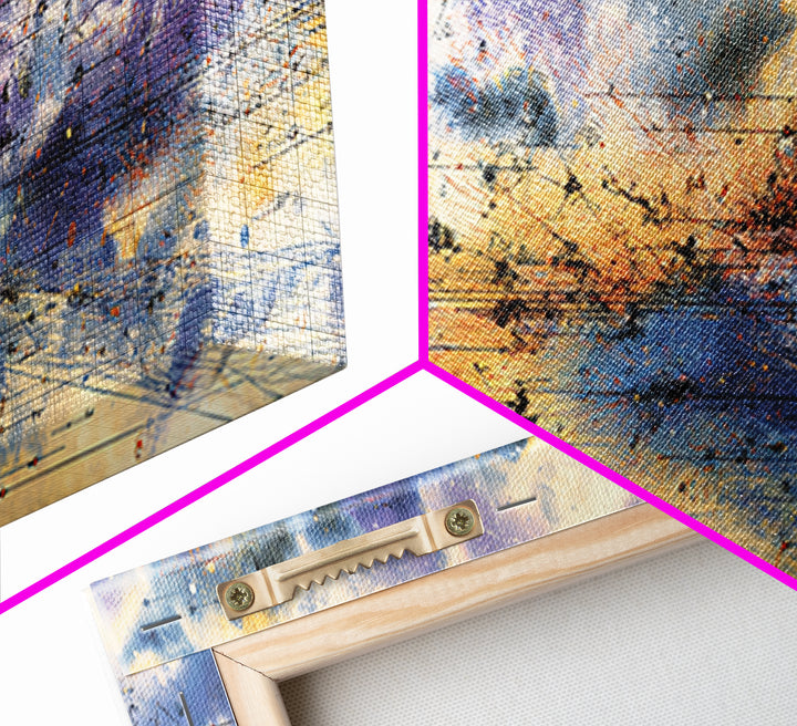 Stormy Abstract Horizon With Birds And Golden Light, African Inspired Canvas Print, Contemporary Wall Art, Elegant Home Decor