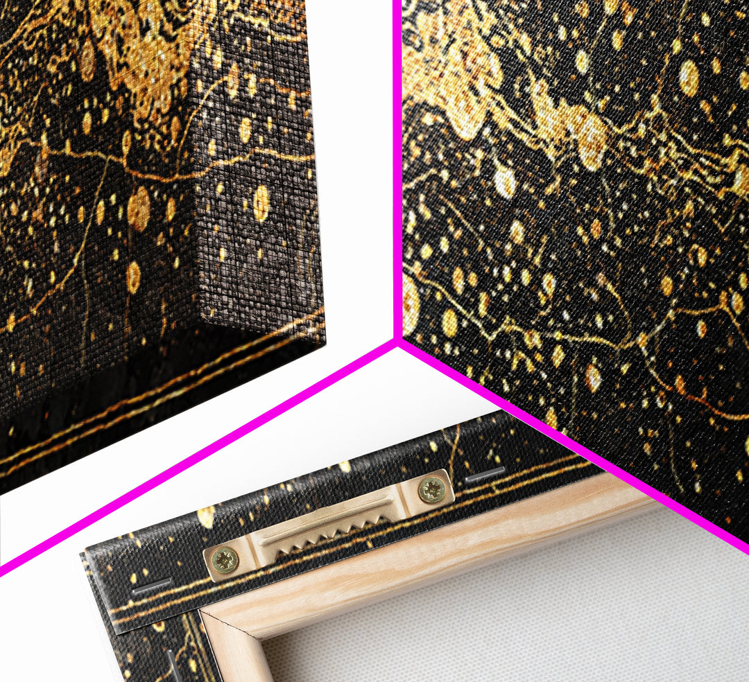 Black And Gold Abstract Splatter Wall Art, Luxury Canvas Print, Modern African Art Decor, Statement Living Room Decor, Office Decor