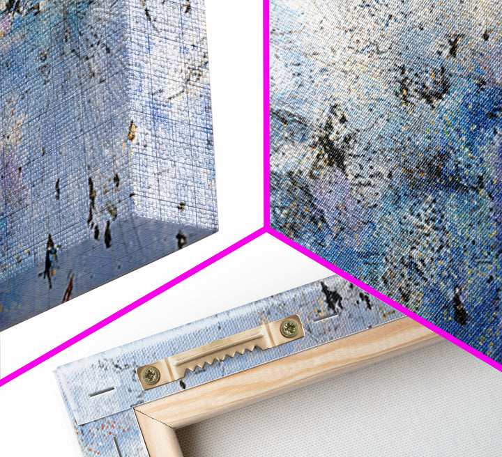 Pale Blue Black Gold Abstract Wall Art, Textured Canvas Print, Modern African Art Decor, Minimalist Office Decor Gift For Him