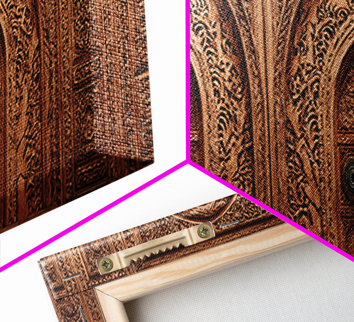 Carved Moroccan Double Door Framed Canvas Print, African Home Decor, Ethnic Wall Decor, Boho Wall Decor, Housewarming Gift
