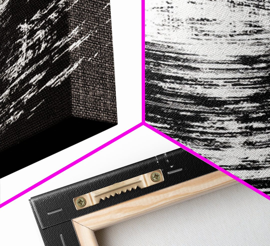 Black And White Lunar Water Ripple Wall Art, Minimalist Abstract Art, Modern Canvas Print, Meditation Room Decor, Dreamy Home Decor