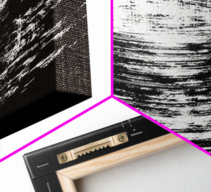 Black And White Lunar Water Ripple Wall Art, Minimalist Abstract Art, Modern Canvas Print, Meditation Room Decor, Dreamy Home Decor