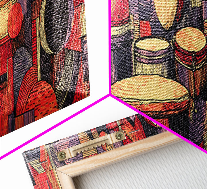 Vibrant African Drums And Tribal Percussion Wall Art, Afrocentric Music Decor, Cultural African Art Print For Living Room