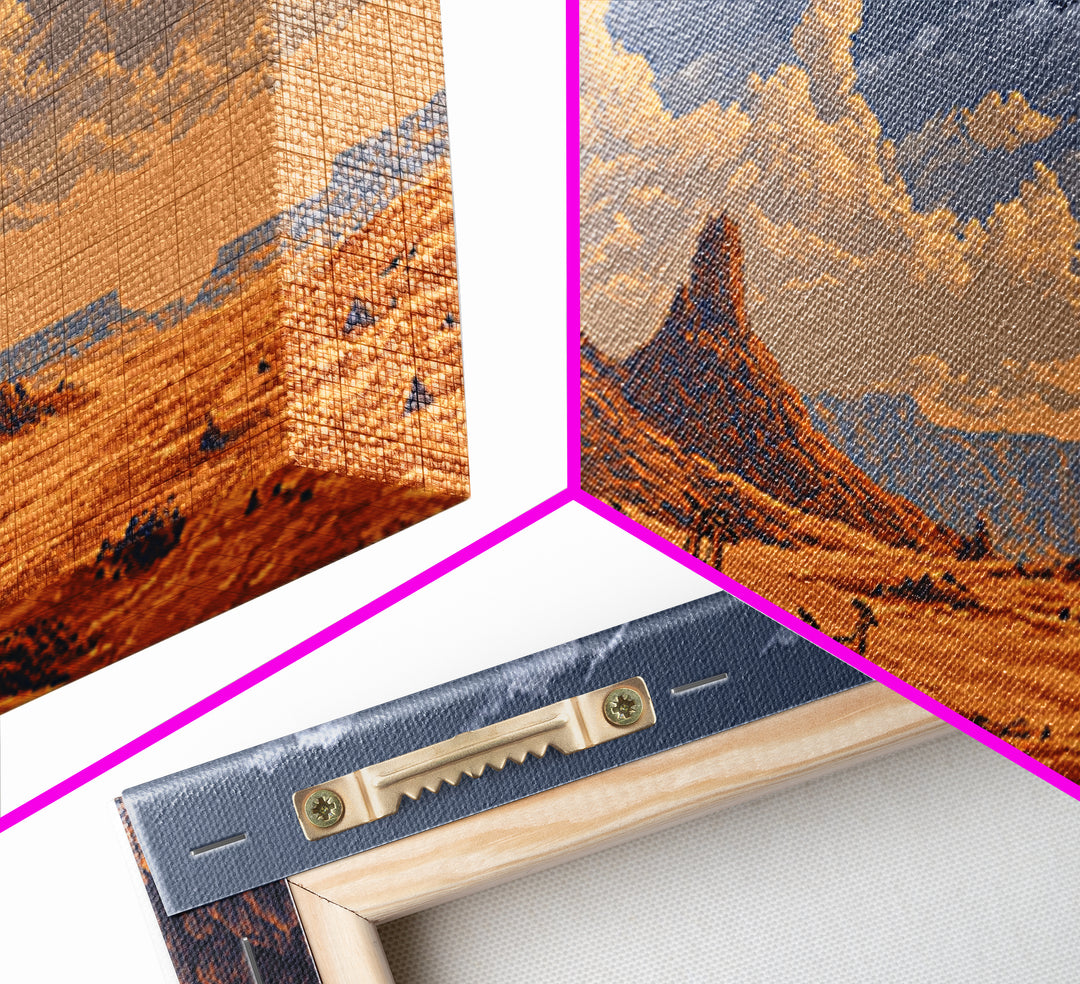 Golden Desert Safari With Antelope Herds And Mesas Wall Art, African Landscape Decor, Serengeti Inspired Canvas Print Gift