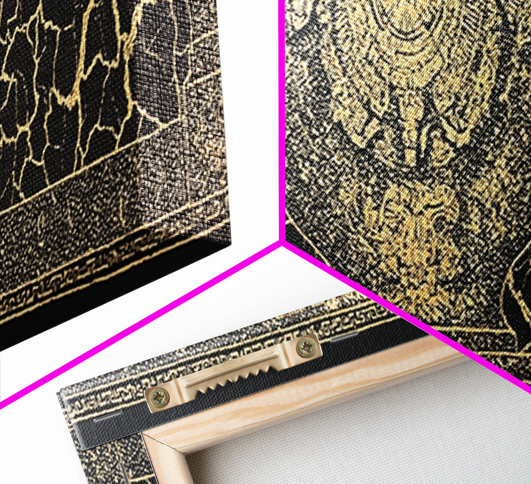 Black Gold Ancient Vessel Pattern Wall Art, Abstract Art, Luxury Canvas Art, Elegant Home Decor, Statement Wall Decor, Gift For Him