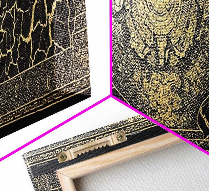 Black Gold Ancient Vessel Pattern Wall Art, Abstract Art, Luxury Canvas Art, Elegant Home Decor, Statement Wall Decor, Gift For Him