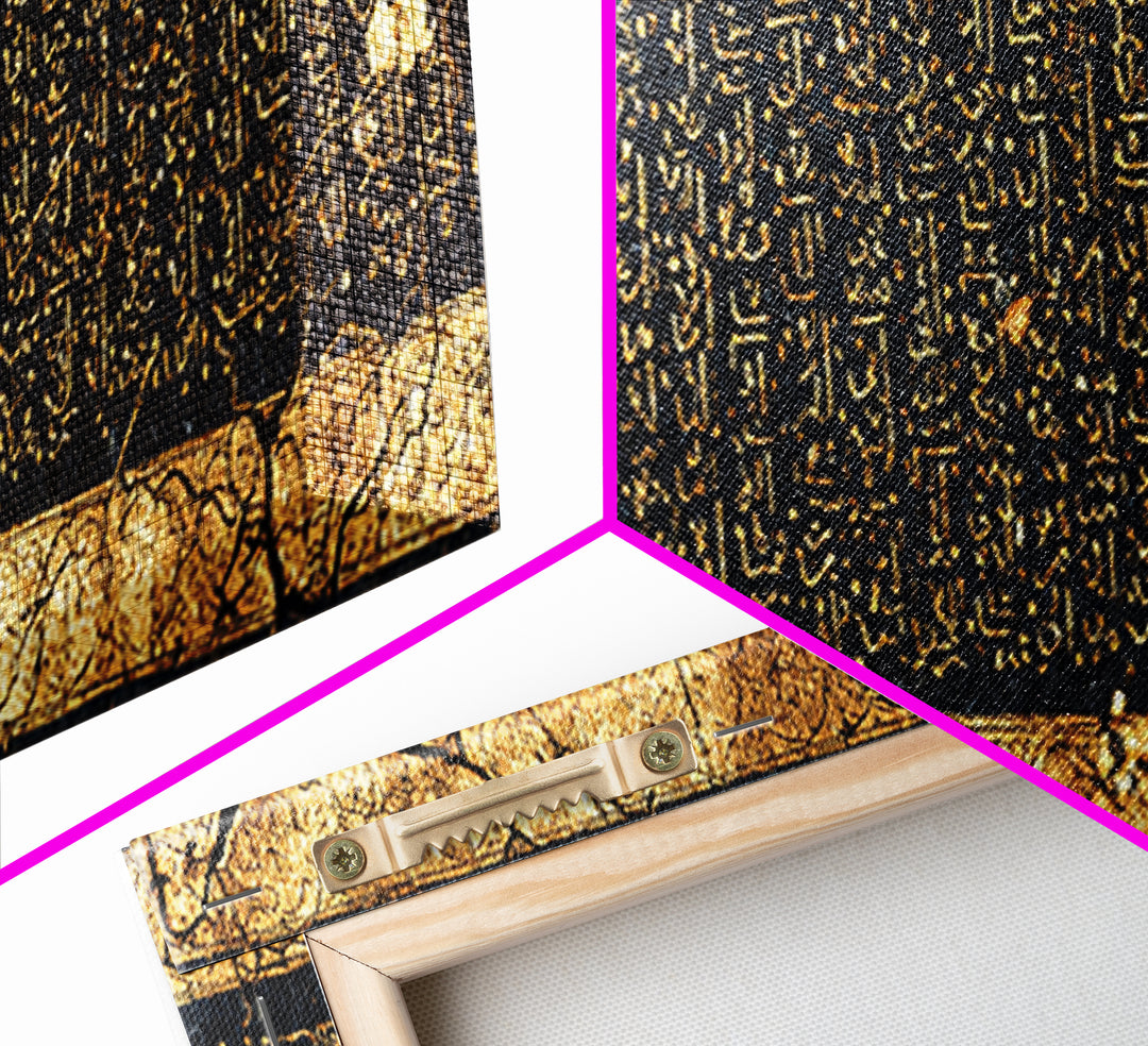 Ancient Gold Script Tablet Canvas Print, African Egyptian Art, Black And Gold Cultural Wall Decor, Archaeology Inspired Gift