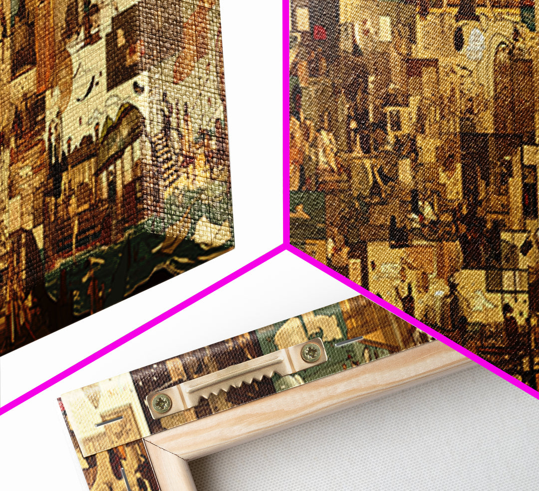 Sepia African Urban Collage Canvas Print, City Market Architecture, Modern African Art Decor, Neutral Living Room Artwork