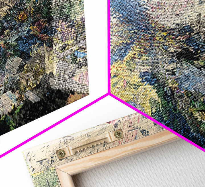 Stormy African Landscape Canvas Print, Abstract Aerial City View, Blue Yellow Modern Wall Decor, Panoramic Statement Art