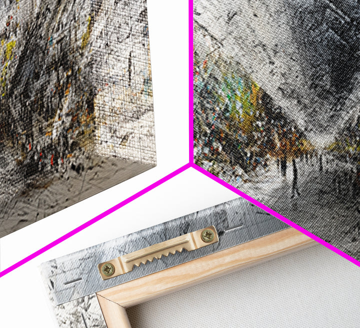 Monochrome African Modern Hall Canvas Print, Grand Interior Crowd Scene, Abstract Architecture Wall Art, Large Office Decor