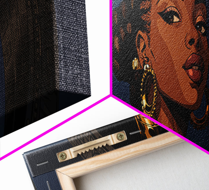 Regal African Queen Portrait With Crown, Afrocentric Wall Art, Black Woman Canvas Print, African American Art Decor Gift