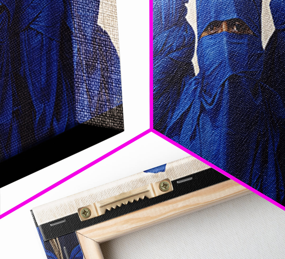Blue Veiled Tuareg Men Portrait Wall Art, African Culture Art Print, Sahara Tribe Decor, Modern Afrocentric Canvas Print
