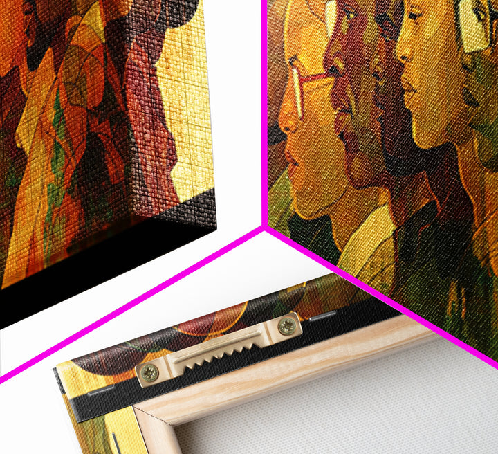 Panoramic African Diaspora Headphones Canvas Print, Modern Black People Art, Afrocentric Culture Wall Decor Gift For Music Lovers