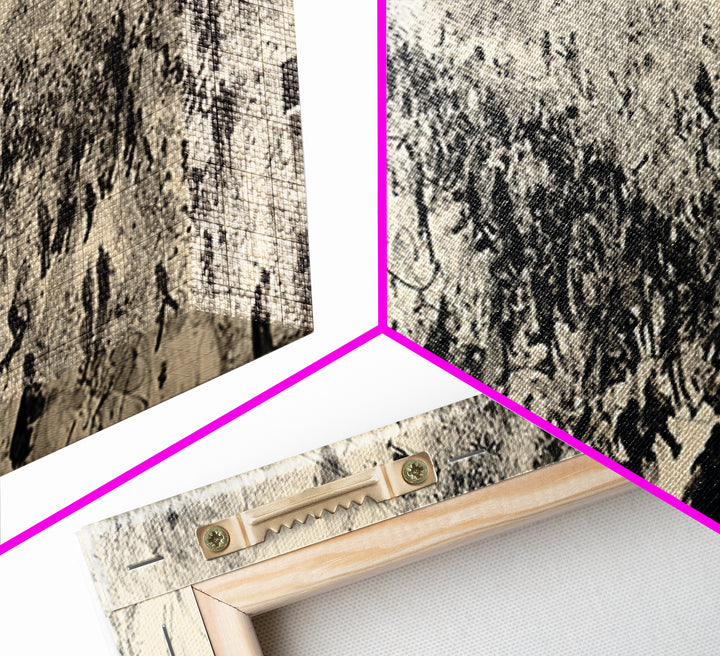 Monochrome African Migration Wall Art, Abstract Crowd Landscape, Black And White Culture Decor, Panoramic Art Print Home Gift