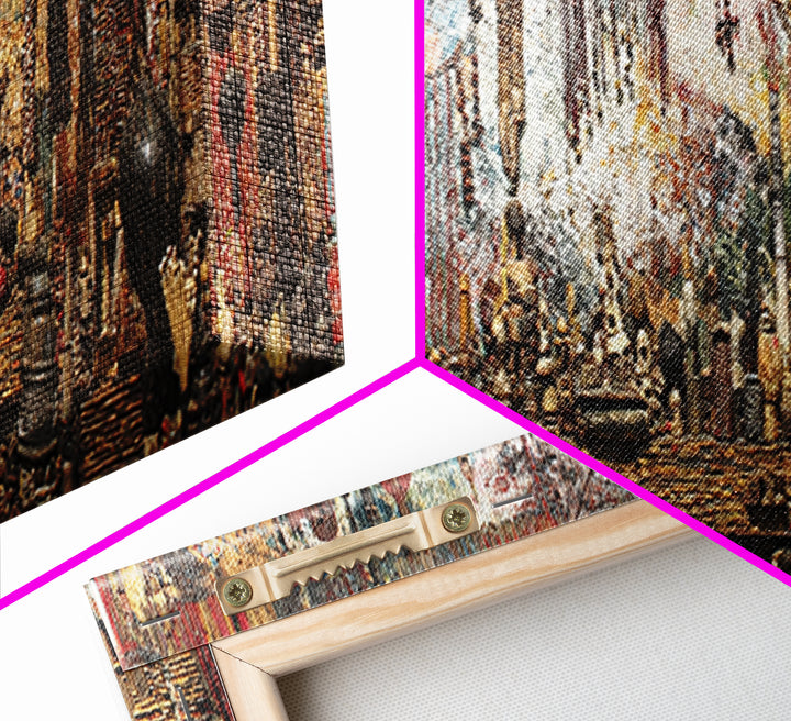 Eclectic African Market Altar With Masks And Textiles Canvas Print, African Art Prints, Ethnic Wall Decor, Boho Home Decor