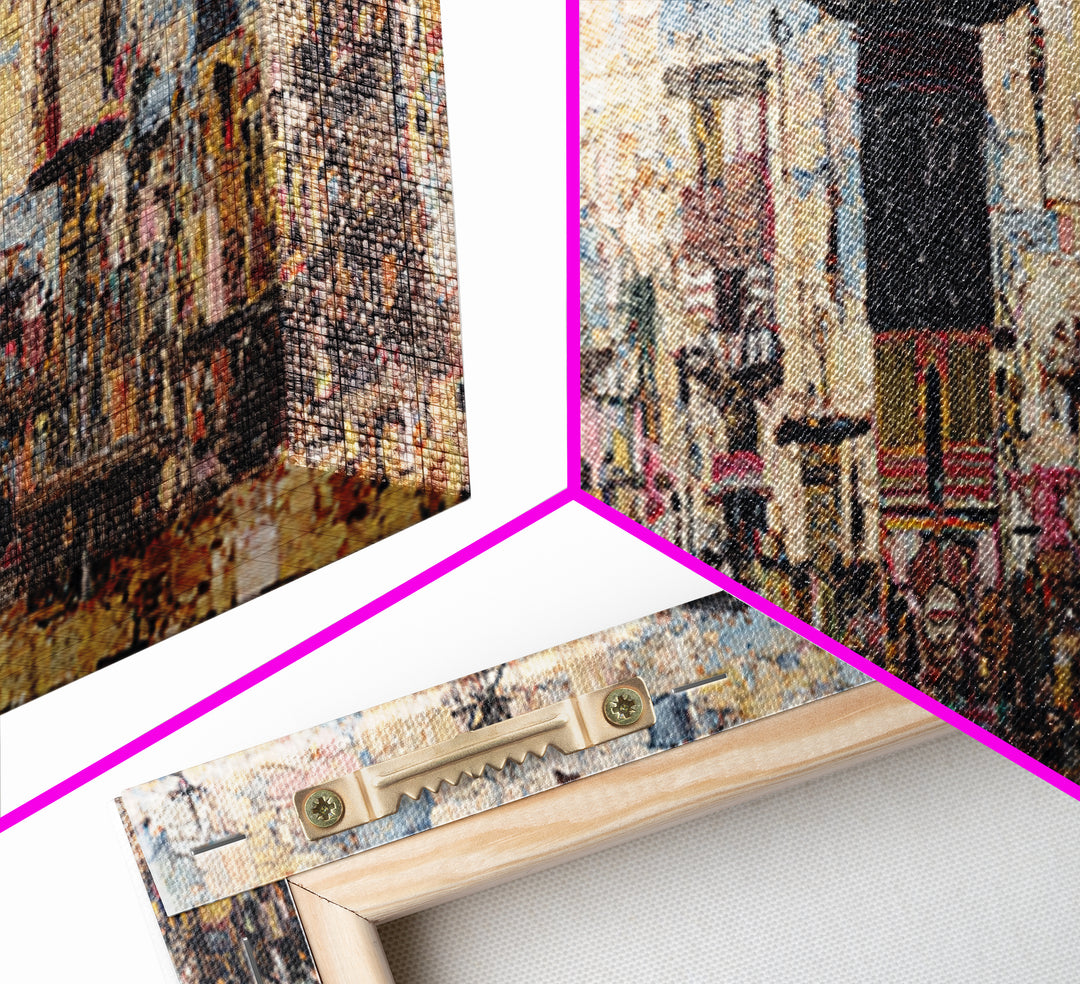 Abstract African City Skyline With Towers And Market Life Wall Art, Modern African Art, Urban Wall Art, Cultural Home Decor