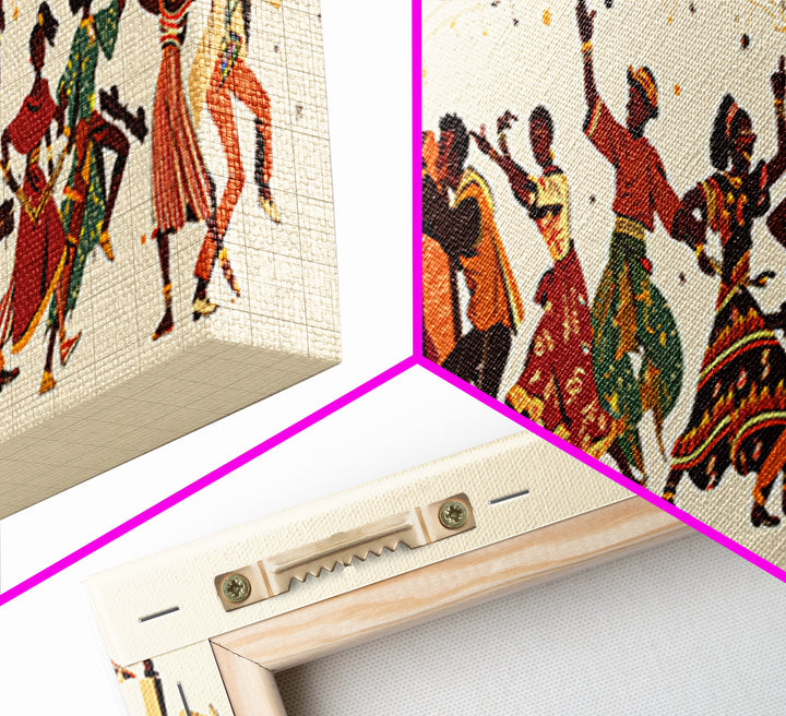 Joyful African Celebration Dancers Canvas Print, Afrocentric Wall Art, Black Women Art, Cultural Home Decor, Festive Gift