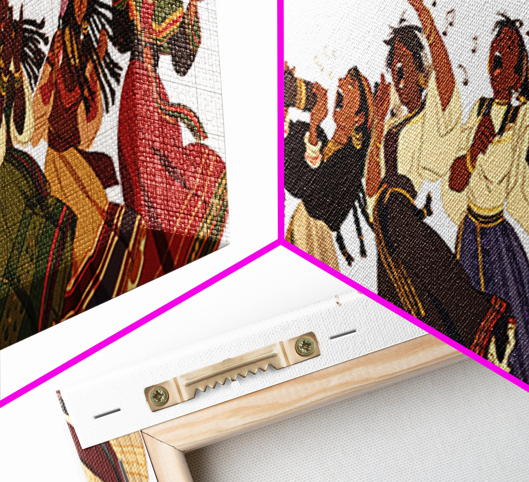 Joyful African Women Dancing And Singing In Colorful Dresses Wall Art, Cultural Canvas Print, Afrocentric Home Decor Gift