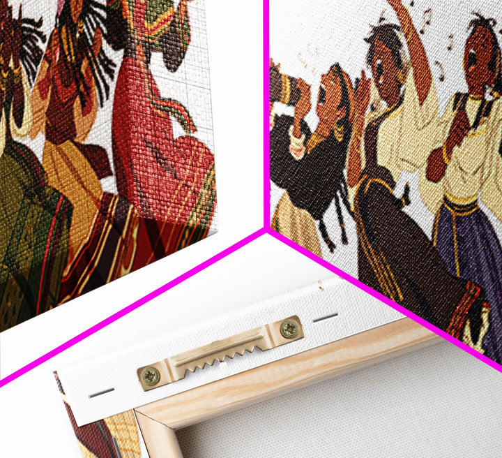 Joyful African Women Dancing And Singing In Colorful Dresses Wall Art, Cultural Canvas Print, Afrocentric Home Decor Gift