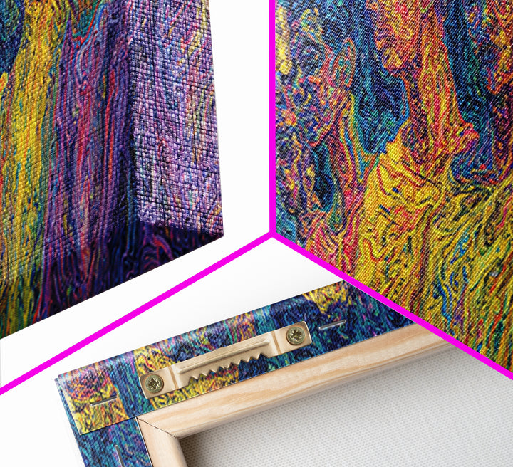 Neon African Figures In Psychedelic Textured Color Canvas Print, Abstract Wall Art, Modern Afrocentric Statement Decor Gift