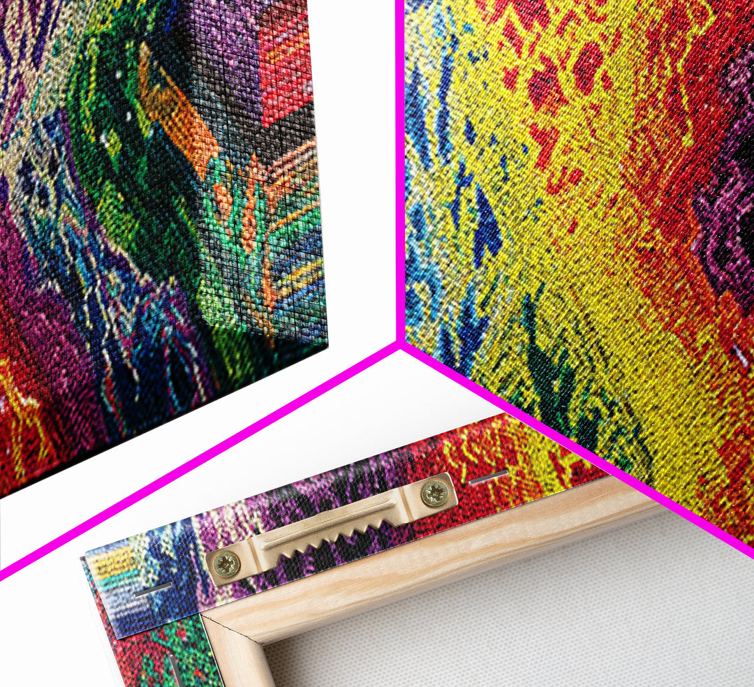 Explosive Rainbow Abstract Canvas Print, Textured African Inspired Landscape, Colorful Wall Art Decor, Modern Abstract Art