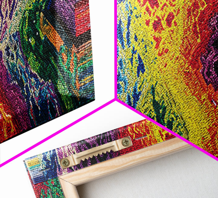 Explosive Rainbow Abstract Canvas Print, Textured African Inspired Landscape, Colorful Wall Art Decor, Modern Abstract Art