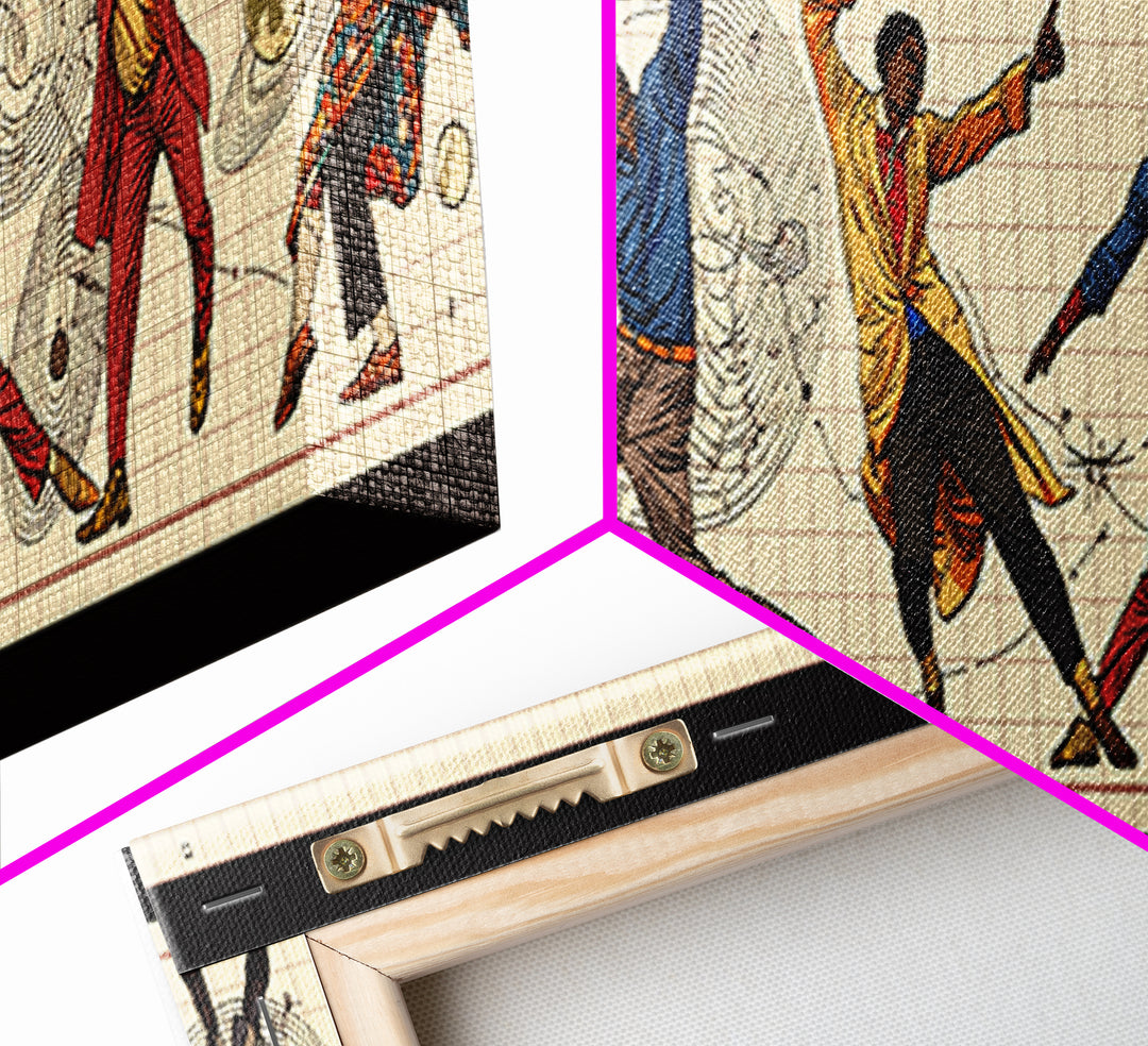 Joyful African Dancers In Motion Wall Art, Afrocentric Culture Art, Black People Decor, Panoramic Canvas, Gift For Art Lovers