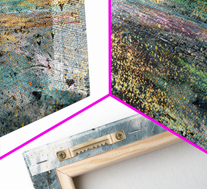 Rainbow Storm Abstract Landscape Canvas Print, Textured Art Print, Modern Wall Art, Blue Green Decor, Large Decor Art Gift