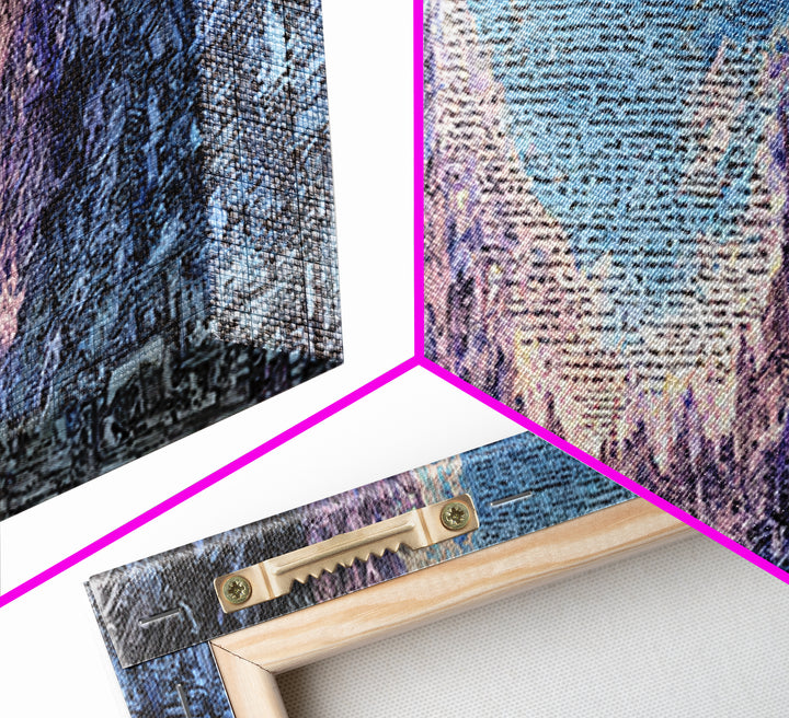 Icy Blue Mountain Canyon Abstract Wall Art, Panoramic Landscape Canvas, Modern Nature Decor, Large Living Room Art Print
