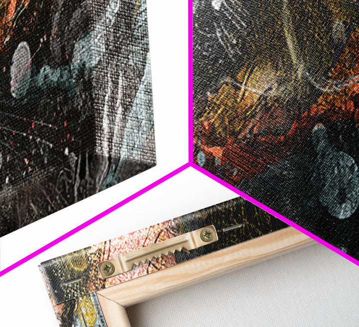 Black Gold Cosmic Abstract Canvas Print, Textured Galaxy Wall Decor, Modern Luxury Art, Bold Office And Living Room Decor