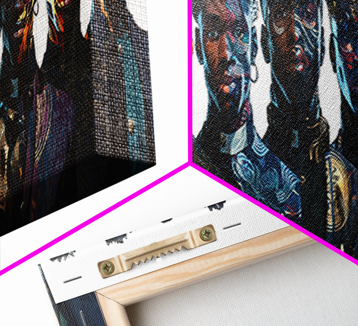 Afrofuturist Black Collective Portrait Wall Art, African American Art, Modern Afrocentric Decor, Bold Cultural Canvas Print