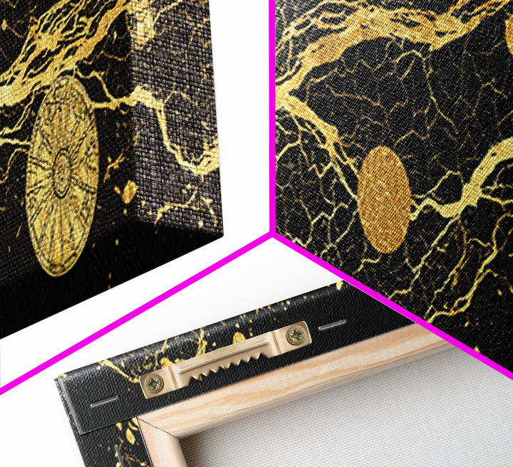 Gold Celestial River Abstract Canvas Print, Black And Gold Wall Art, Cosmic Luxury Decor, Modern Office Statement Piece Gift