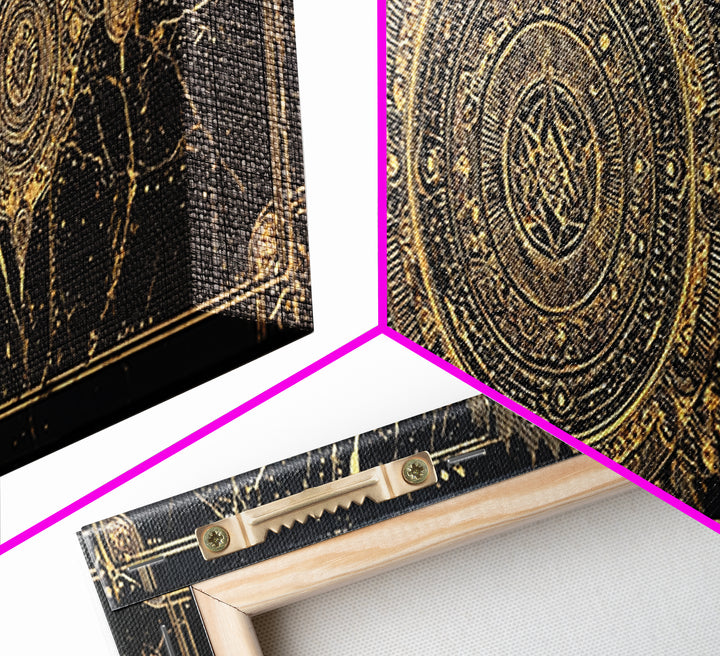 Black Gold Ornate Tribal Mandala Wall Art, African Inspired Geometric Canvas Decor, Luxury Art, Cultural Wall Decor Print