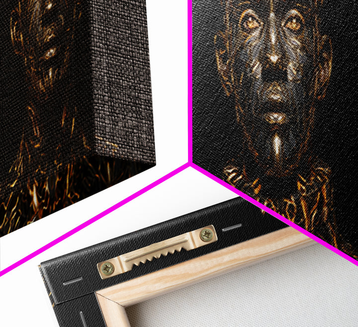 Three Crowned Black Kings In Gold Wall Art, African Warrior Art, Afrocentric Canvas Decor, Black Culture Art, Royal Portrait