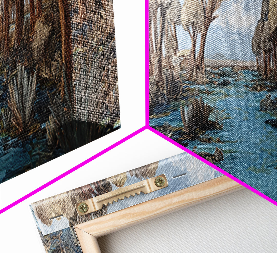 Serene African Wetland River Landscape Wall Art, Baobab Tree Safari Decor, Nature Scene Art, Earth Tone Living Room Decor