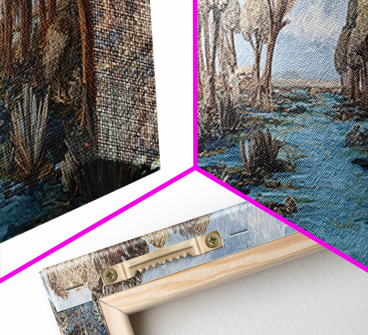 Serene African Wetland River Landscape Wall Art, Baobab Tree Safari Decor, Nature Scene Art, Earth Tone Living Room Decor