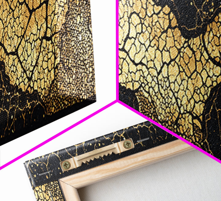 Abstract Black And Gold Cracked River Canvas Print, Luxury Modern Wall Decor, Textured Art Print, Elegant Home Decor Gift