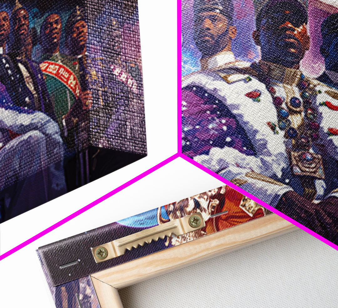 Galactic Black King And Royal Guard Framed Canvas Print, African American Art, Afrocentric Wall Decor, Black Man Portrait